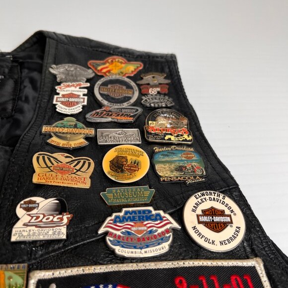 Navarre Vest Men Extra Large Leather Biker Church Collect Patch Pin Rare Core Ex - Picture 5 of 16
